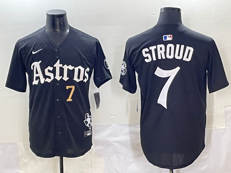 Men 2025 Houston Astros #7 Stroud Black Five generations Joint Name Nike MLB Jersey style 4